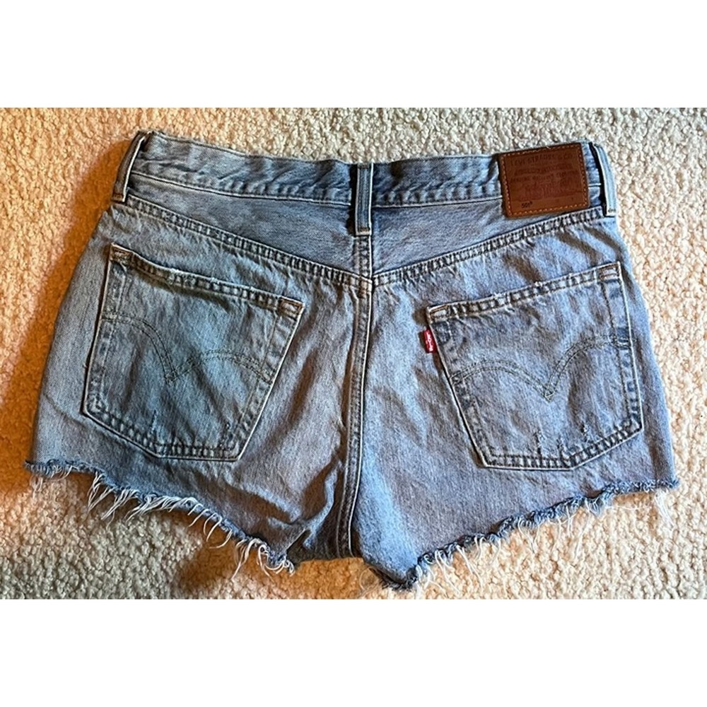 Levi's Premium 501 Cut-Off Big E Denim Jean Shorts Blue Women 30 32317-0035